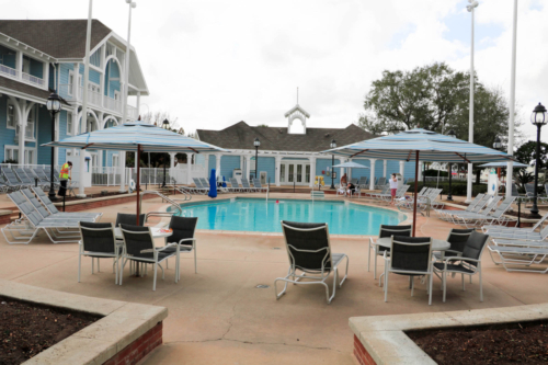 Disney DVC Beach Club Villas pool area lounge chairs