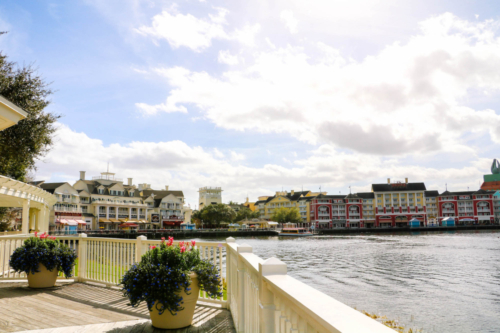 View of Disney's DVC Boardwalk Villas from across lake