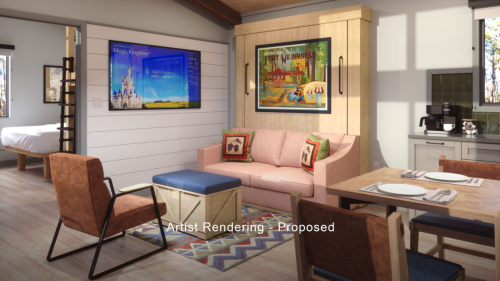 Cabins at Fort Wilderness Living Room (rendering)