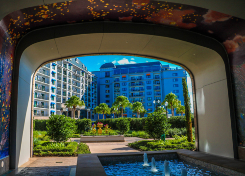 Disney DVC Riviera water fountains in breezeway