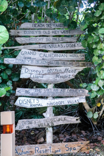 Disney Vero Beach Resort sign to other DVC Resorts
