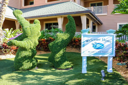Disney DVC Vero Beach Resort building exterior with welcome home sign