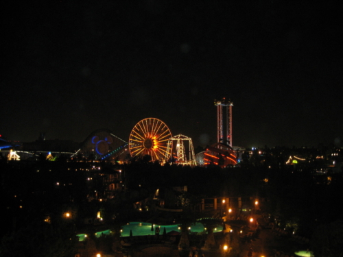 Disney DVC Grand Californian night view of California Adventure