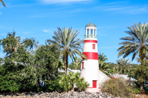 Disney DVC Old Key West view of lighthouse and palm trees