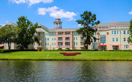 Disney DVC Saratoga Springs exterior view from lake